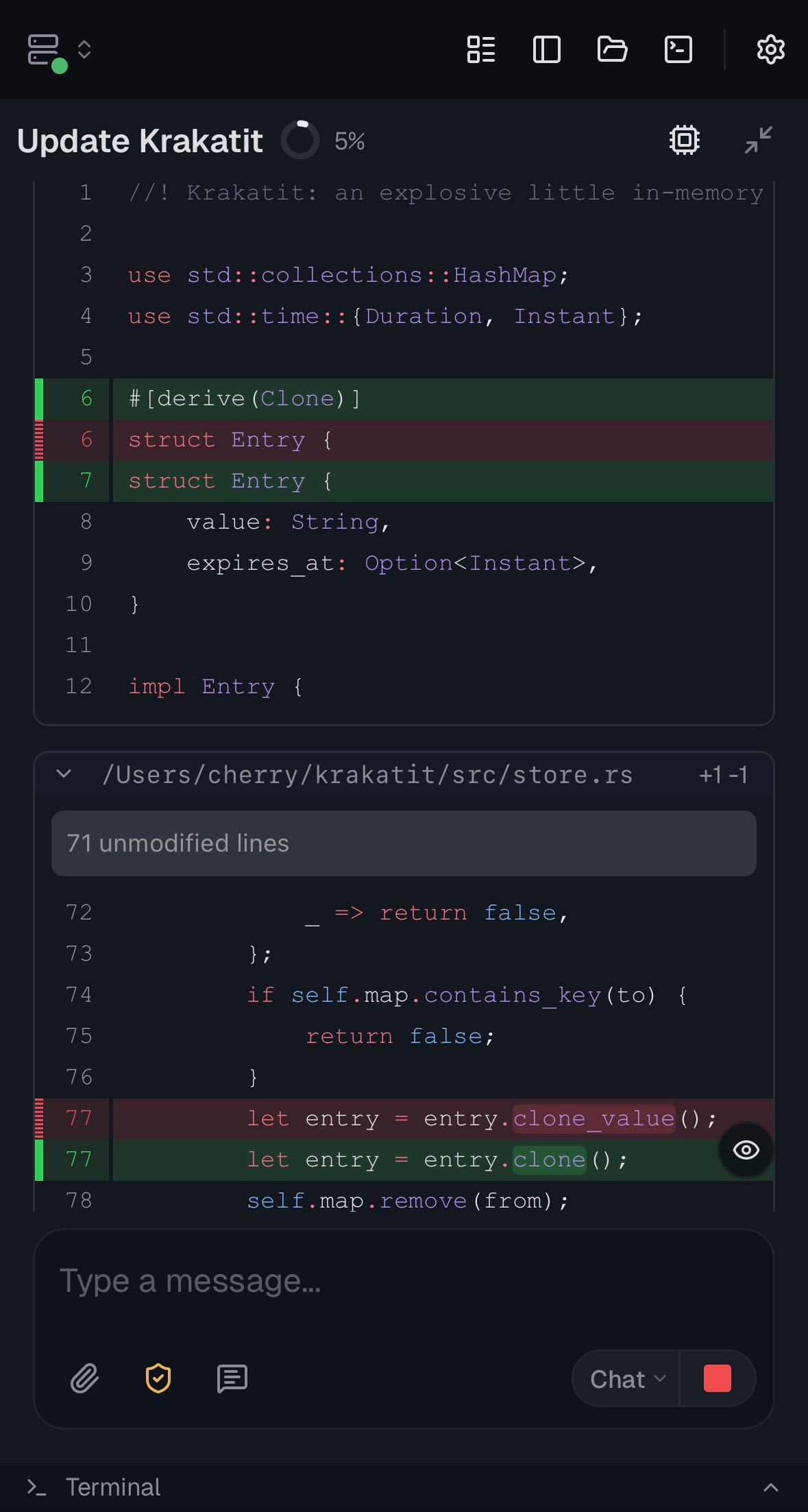 The Prokop client installed as a PWA on a phone